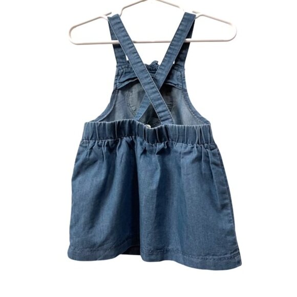Levi's Baby Girl Toddler Blue Chambray Pinafore Jumper Dress Heart 18 Months - Picture 2 of 11